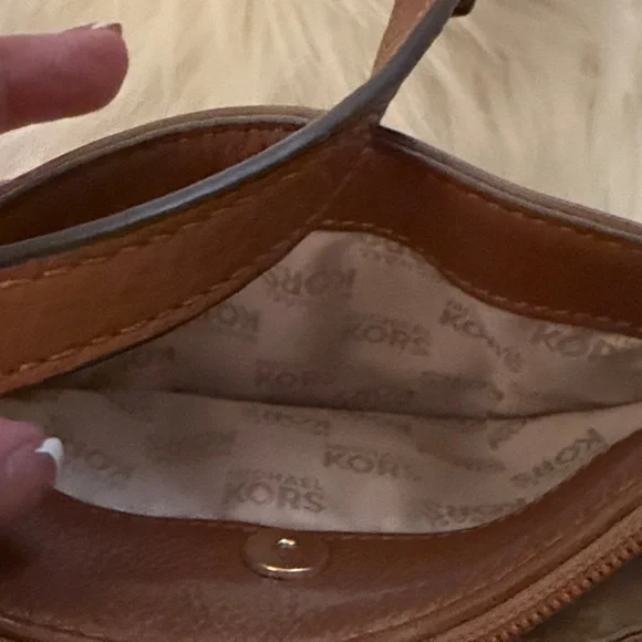Michael Kors Cognac Leather MK Logo Crossbody Bag - Picture 7 of 13